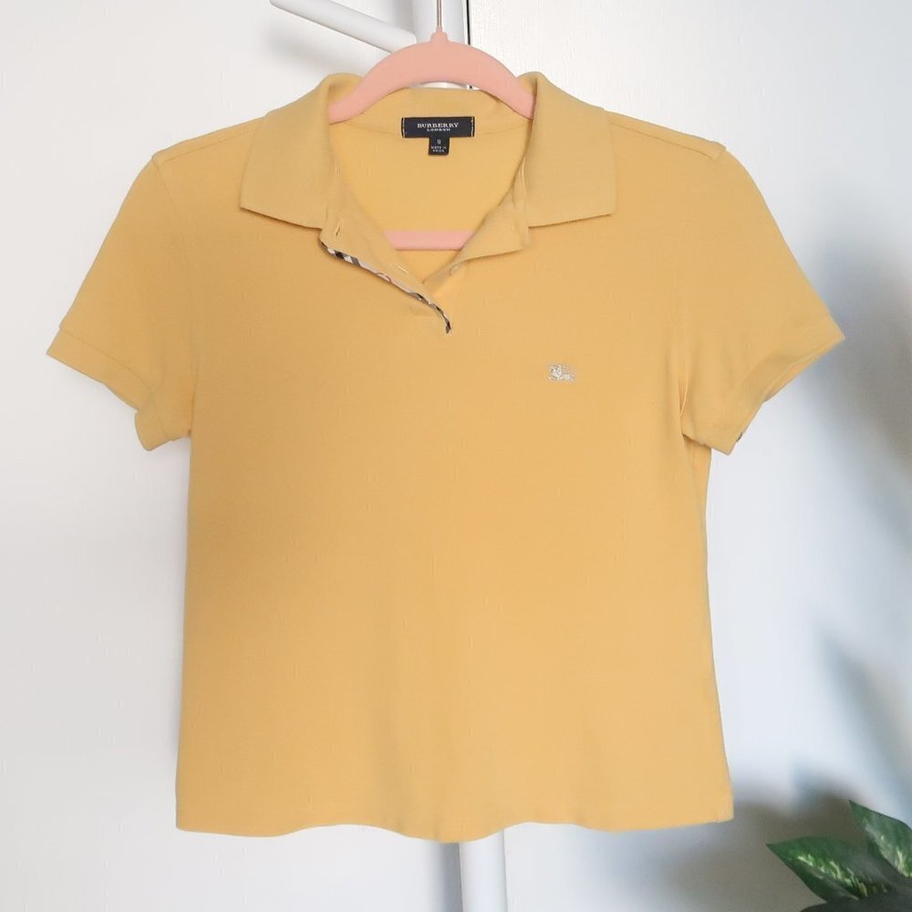 𝅺Burberry London Yellow Kids' Short Sleeve Collared Polo Shirt Size S